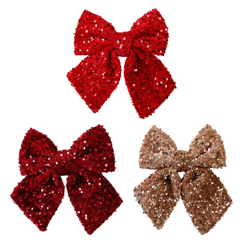 Christmas Bowknot Decoration Polyester Bowknot-Golden coffee 1
