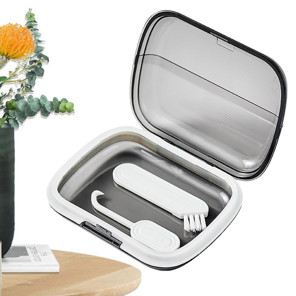 Black Retainer Holder Case Slim Odorless Aligner Case With Lid Hinge Portable Denture Case Transparent