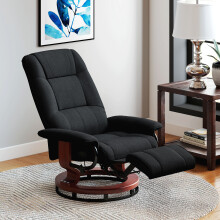 HOMCOM Manual Recliner Swivel Reclining Chair with Footrest Armrests, Black