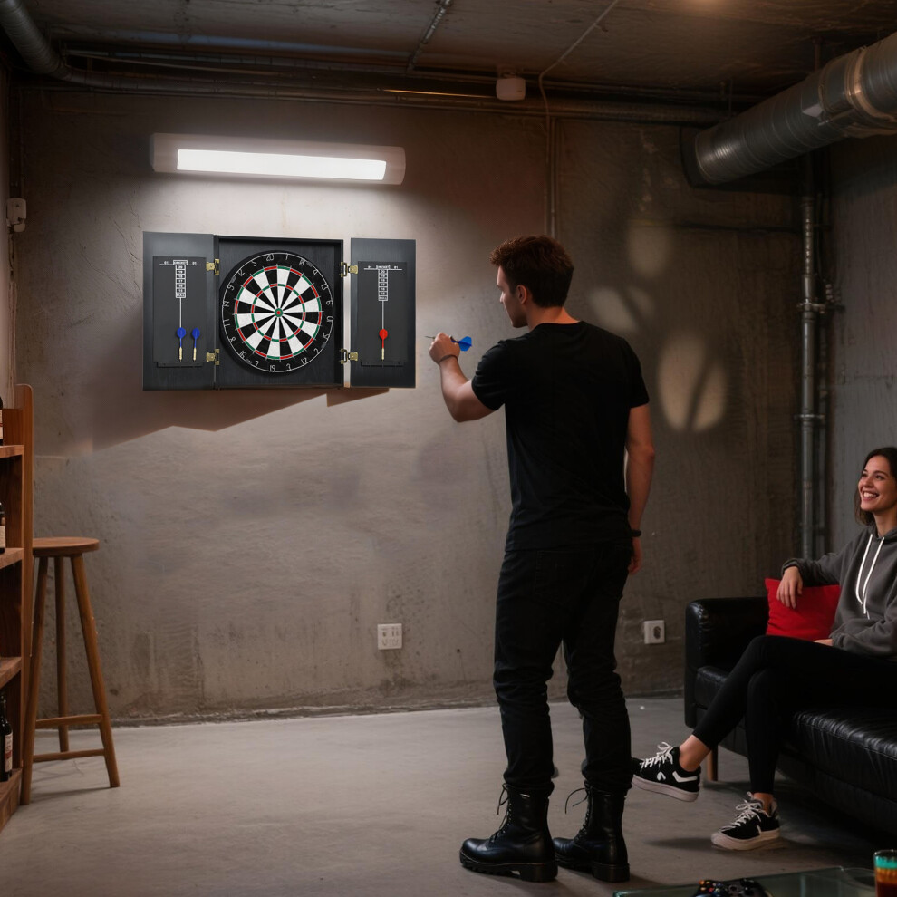 Sportnow Bristle Dartboard Set With Cabinet, 6 Steel Tip Darts, Dart Board