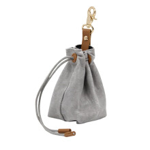 Dog Treat Bag Canvas Training Pouch 7.09x2.76x2.76 In Gray Belt Clip Lightweight Puppy Food Carrier For Outdoor Use