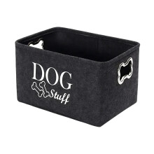 Dog Toy Box Large Capacity Storage Box With Handle Plastic For Chew Toys Treats Leashes Blankets And Pet Accessories