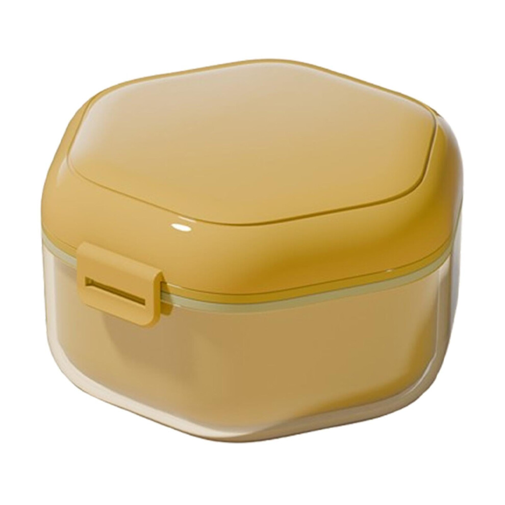 Yellow Denture Container Leakproof Braces Storage Box Mouth Guard Case Aligner Storage