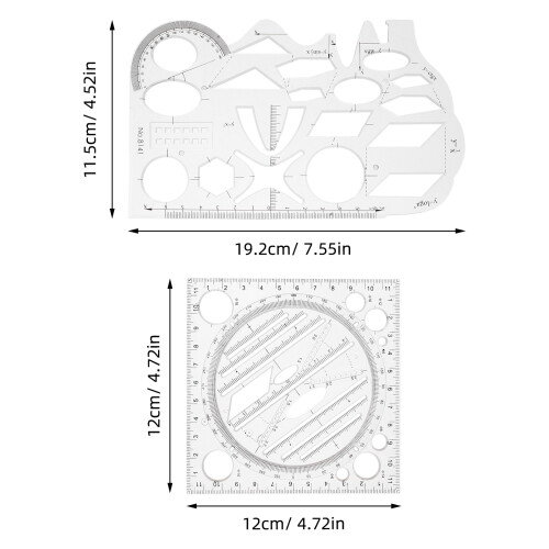 2Stk Multifunktionales Geometrisches Lineal Für Büro 1