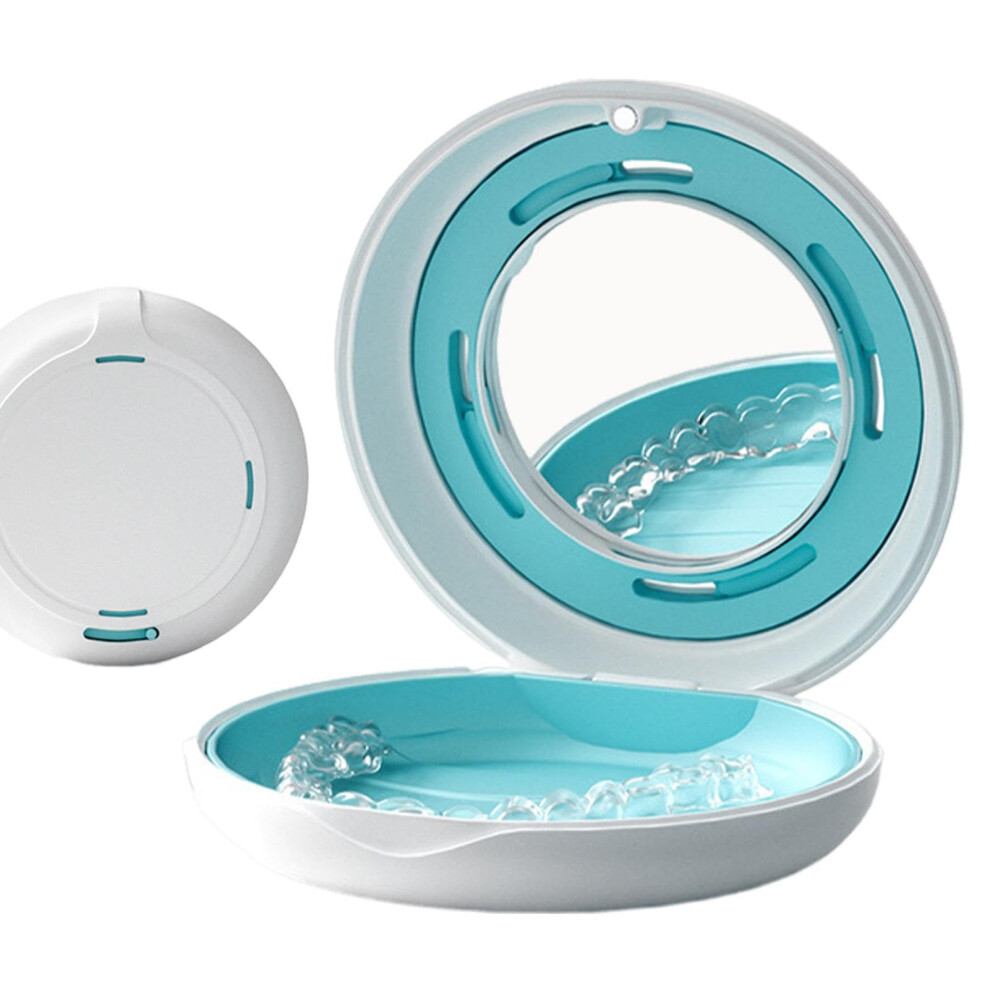 White Denture Holster Mirror-Equipped Alignment Case For Partial Dentures Thin Container