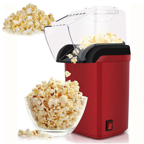 Automatic Popcorn Machine 16 Cups, 3-Minute Pop, Removable, Easy To Clean, One-Button Operation, Anti-Slip Base, Red