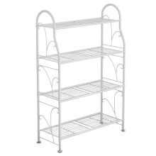 4-Tier Metal Plant Stand Adjustable 5-Tier Flower Shelf Indoor/Outdoor Pot Rack White Space-Saving Modern Home Decor