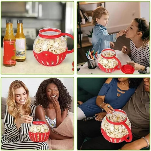 Microwave Popcorn Maker Bucket Style Mini Blue With Safe Silicone Lid 2