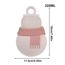 (Pink) Winter hot water bottle 320ml Foot warmer bag warming belly warmer Silicone Explosion proof and Heat resistant