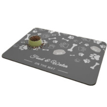 Pet Feeding Mat For Dogs & Cats, Non-Slip Absorbent Anti-Leakage 50x70 cm Grey, Easy To Clean Placemat For Home