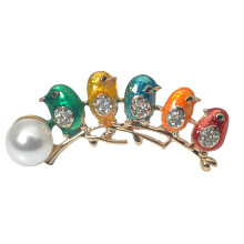 2Pcs Alloy Brooch Pins Colorful Bird Design Clothes Brooch for Women