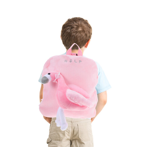 flamingo rucksack plüsch für kinder dunkelrosa 2