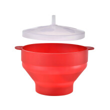 Popcorn Maker Microwave Bowl Heat-Resistant Silicone Popcorn Bowl Microwave-Safe For Home And Travel Red