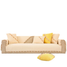 Sofa Cushion Solid Color Plush With Tassel Non-Slip Cover White 90 X 120 Cm