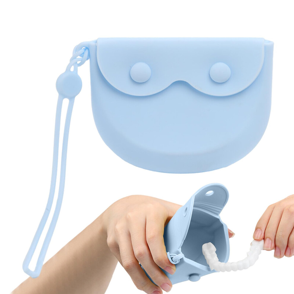 Blue Retainer Storage Box Portable Retainer Holder For Aligners And Mouth Guards Denture Container