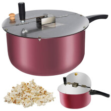 Popcorn Maker Manual Stirring Stovetop Popcorn Pot Nonstick Stainless Steel With Heat Insulation Rubber Handle And Lid