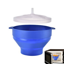 Popcorn Bowl Silicone Blue, Microwave Safe, Heat Resistant, Reusable Popcorn Maker