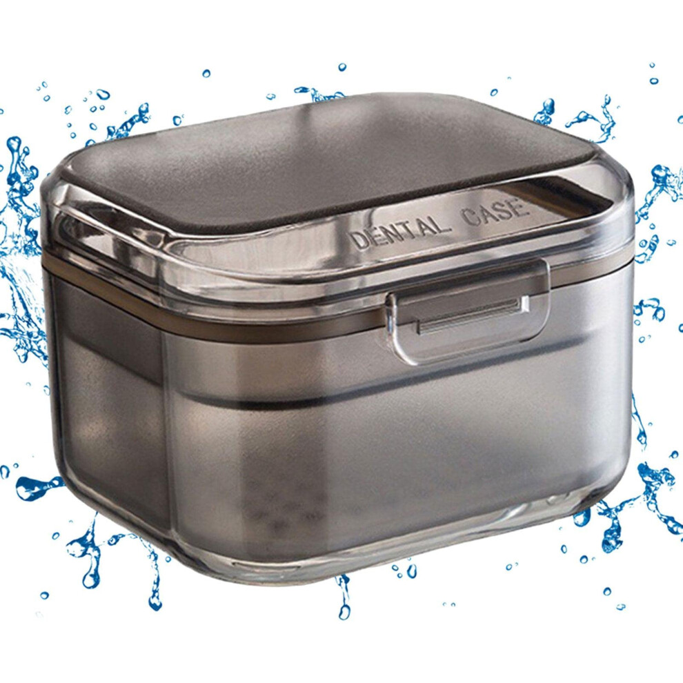 Black Retainer Holder For Invisible Braces Denture Cleaning Strainer Bath Soaking Cup Container With Filter Basket Net