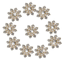 10Stück Faux Pearl Flachrücken Knöpfe Gold Hochzeitsbastelbedarf