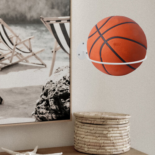Vertical Ball Racks Basketball Wandhalterung Weiß 2