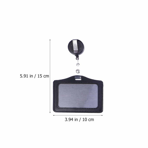8Stück Querformat PU Leder ID Badge Halter Mit Zugclip 1