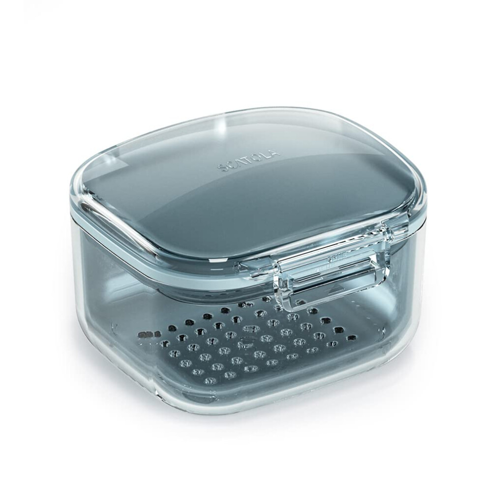 Blue Denture Bath Box Travel Cup For Soaking And Cleaning Dentures Denture Retainer Care Container