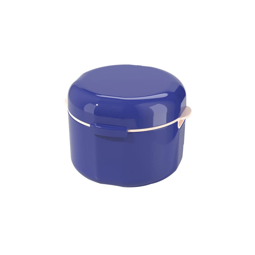 Blue Retainer Case Portable Denture Box Orthodontic Dental Case With Strainer For Easy Storage And Cleaning