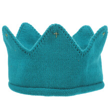 warme gebreide wintermuts voor baby en kinderen met kroon (blauw)