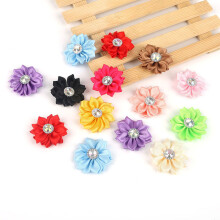 1 Beutel Mit 20Stück Selbstgemachte Chiffon Blumen Mit Strass
