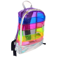 Rucksack Mit Transparentem Streifen Bunte Regenbogenoptik PVC