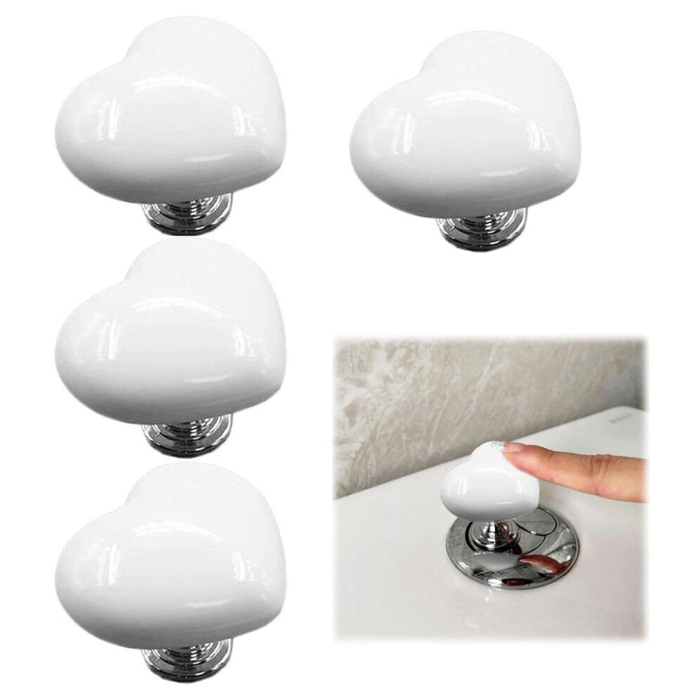 Toilet Button Pusher 4 Pack White Heart Shape Flush Button Replacement For Toilet Tank 9393856471768