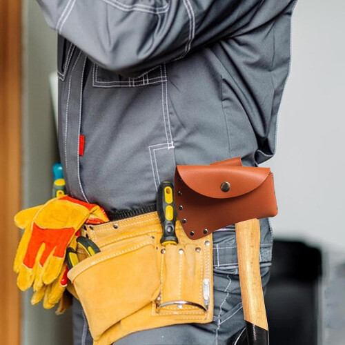 Leather Axe Holster Expanded Hammer Holder, Widened Hatchet Carrier, Durable Leather Tool Belt Sheath 1