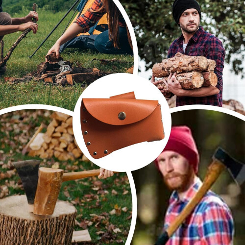 Leather Axe Holster Expanded Hammer Holder, Widened Hatchet Carrier, Durable Leather Tool Belt Sheath 2