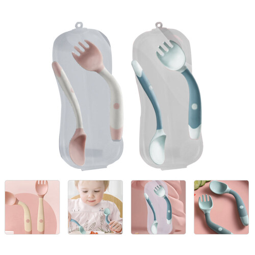2 Sets Kinder -Trainingsgabel , Biegsches Baby Besteck Boxed 2