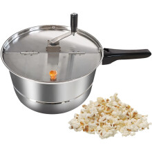 Popcorn Maker Stainless Steel Gas Stovetop Commercial Popper Pot Nonstick Manual Hand Cranked Oil Popped Corn Machine