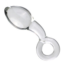 Transparent Crystal Handheld Anal Plug Glass Butt Plug With Pull Ring G-Spot Stimulation For Women Anal Massage