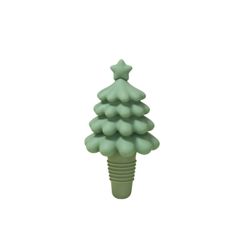 Christmas Tree Shape Silicones Wine Stopper Secures Seal-Green