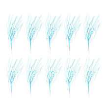 10pcs Faux Flower Leave Stems Glittering Decorative-Lake blue