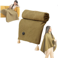 Portable Heated Shawl Green, 3 Heating Levels, Electric Blanket Shawl For Women, Soft Zipper Cloak, Cloud Cloak Blanket
