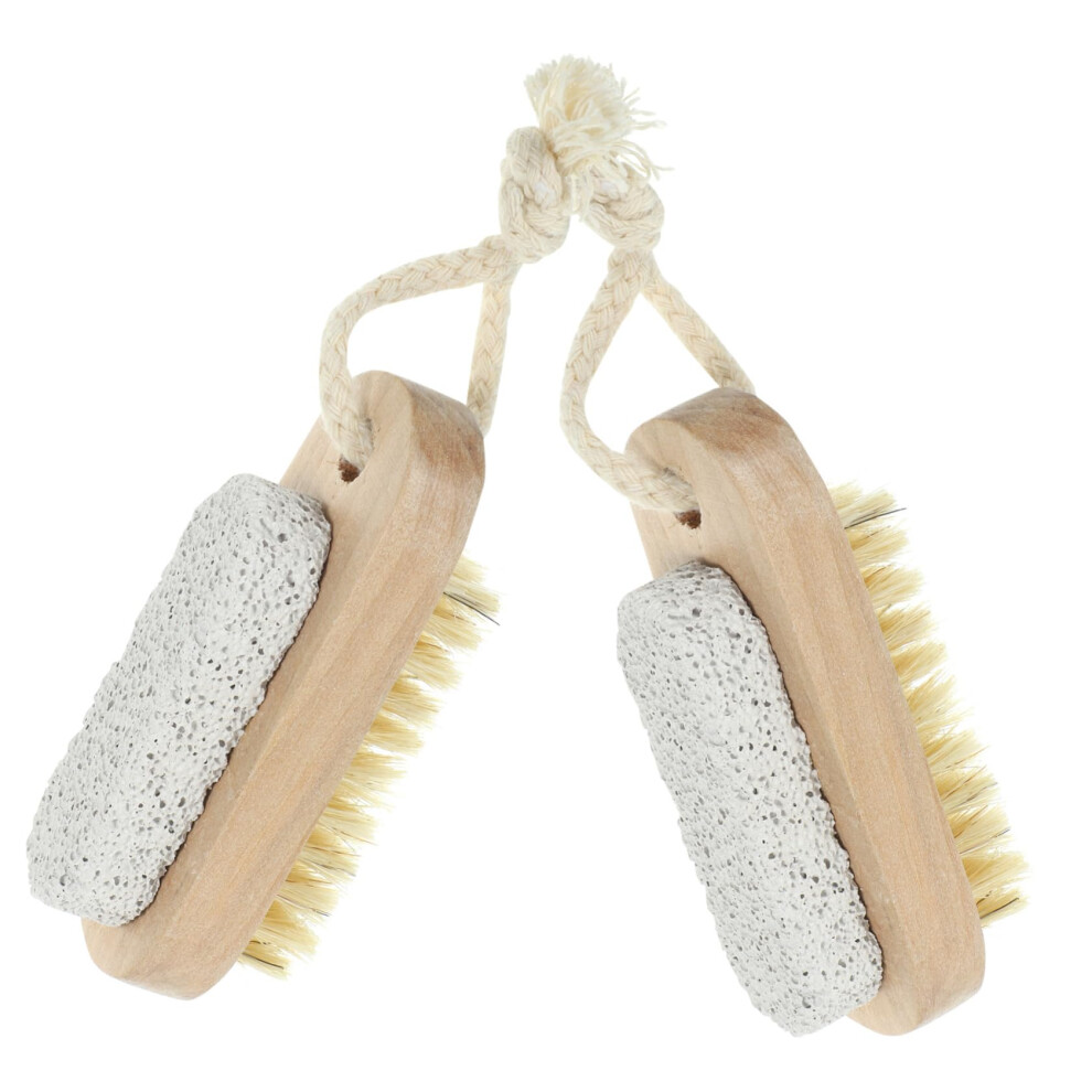 Foot Scrubber Dual-Sided Exfoliating Stones, Bristles Massage For Dead Skin Removal And Fingernail Cleaning, 2-Pack