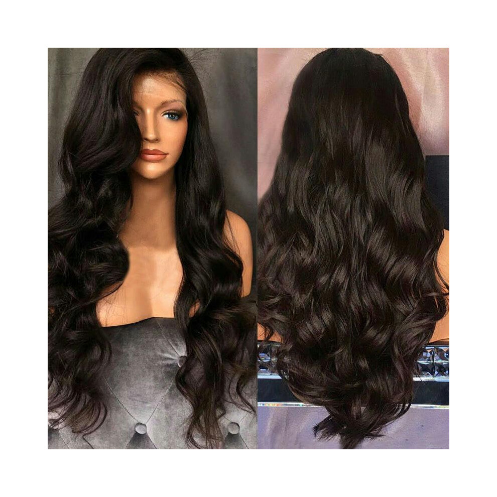 Unisex Brown Wig With Middle Part, Large Wavy Long Curly Hair, Fluffy Dark Long Hair, Synthetic Fiber Wig Headgear