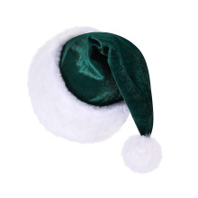 Warm Santa Hat Thicken Plush for Holiday Comfort-dark green