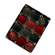 12Pcs Christmas Baubles Colorful Christmas-maroon dark green