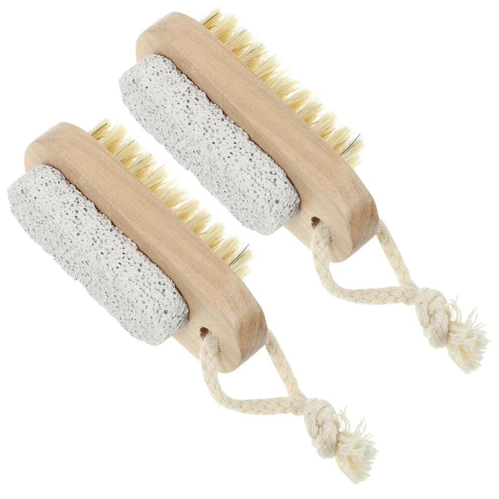 Exfoliating Massage Foot Brush 2-Piece Set With Pumice Stone For Body And Shower Exfoliator