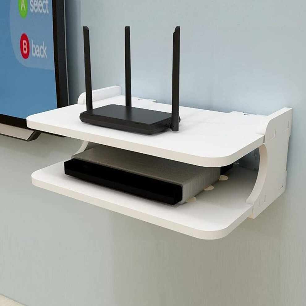 Floating Shelf Wall Mount 2 Tier 30Cm Semicircle For Tv Components Router Game Consoles Set Top Boxes Media Cabinet 9393856474172