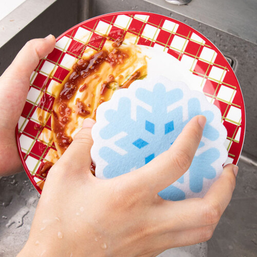 Soft Cleaning Sponge Cartoon Pattern For Kitchen And-snowflake 1