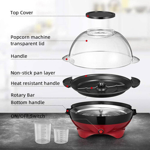 Electric Diy Home Automatic Popcorn Machine Mini Size For Home Kitchen Use Can Add Sugar And Oil Multi Function 2