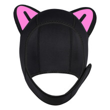 Wetsuit Hood Cat Ears 3mm Neoprene Scuba Diving Hood For Women And Children Black/Pink With Flow Vent