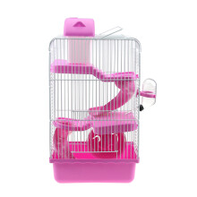 gaiola três camadas para hamster, chinchila, portátil, rosa