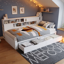 Multifunctional White Double Sofa Bed with Storage